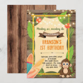 Hawaii Monkey surf Uitnodiging (Voorkant / Achterkant)