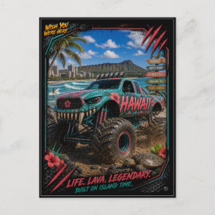 Hawaii Monster Truck Off Road Kunst Briefkaart