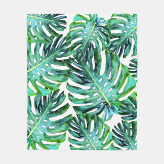 Hawaii Monstera Blad Tropisch Groen Modern Fleece Deken