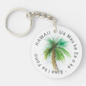 Hawaii Motto Palm Tree Waterverf Sleutelhanger (Voorkant)
