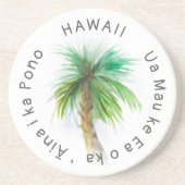 Hawaii Motto Palm Tree Waterverf Zandsteen Onderzetter (Voorkant)