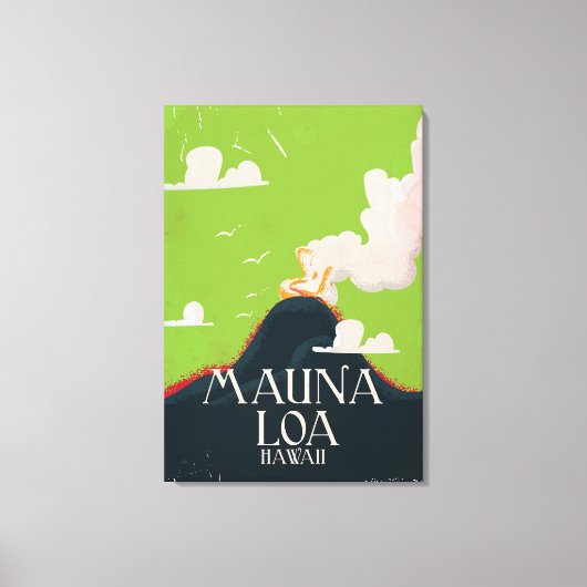 Hawaii Mount Loa Volcano Travel Poster Canvas Afdruk (Voorkant)