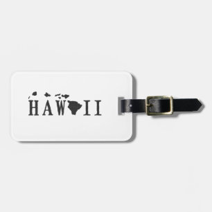 Hawaii-naam met State Shaped Letter Word Art Bagagelabel
