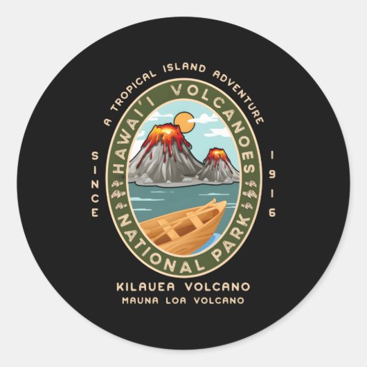 Hawaii National Park Volcanoes Kilauea Mauna Loa Ronde Sticker (Voorkant)