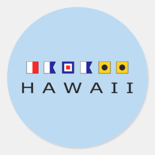 Hawaii Nautical Maritime Sailing Flags Light-Color Ronde Sticker