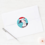 Hawaii Nene Blue Kerstmis Goose Santa Kalikimaka Ronde Sticker (Envelop)
