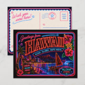 Hawaii Neon Staat Retro Vintage Briefkaart (Voorkant / Achterkant)