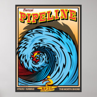 HAWAII NORTH SHORE SURFING POSTER