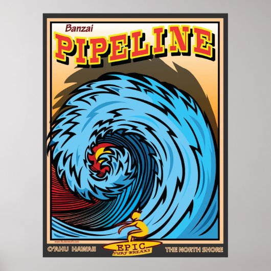 HAWAII NORTH SHORE SURFING POSTER (Voorkant)