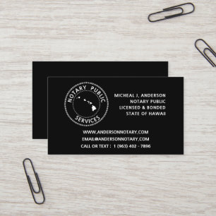 Hawaii Notary Public Services Visitekaartje