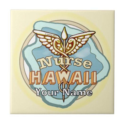 Hawaii Nurse Caduceus tile Tegeltje (Voorkant)