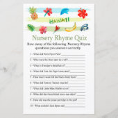 Hawaii Nursery Rhyme Quiz baby shower game (Voorkant)