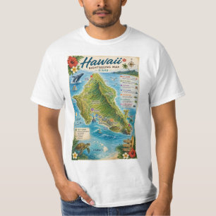 Hawaii Oahu Kaart T-shirt