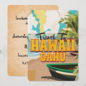 Hawaii OAHU Vintage Reisposter Kaart (Voorkant / Achterkant)