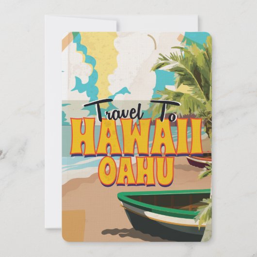 Hawaii OAHU Vintage Reisposter Kaart (Voorkant)