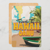 Hawaii OAHU Vintage Travel poster Kaart (Voorkant / Achterkant)