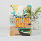 Hawaii OAHU Vintage Travel poster Kaart (Staand voorkant)