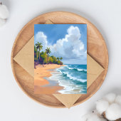 Hawaii Oceaan Oever Aquarel Schilderen Kaart