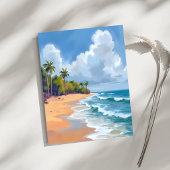 Hawaii Oceaan Oever Aquarel Schilderen Kaart