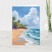Hawaii Oceaan Oever Aquarel Schilderij Kaart (Voorkant)