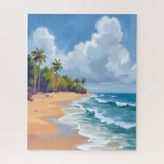 Hawaii Oceaan Oever Aquarel Schilderij Legpuzzel (Verticaal)