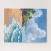 Hawaii Oceaan Oever Aquarel Schilderij Legpuzzel (Horizontaal)
