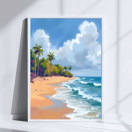 Hawaii Oceaan Oever Aquarel Schilderij Poster