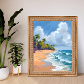 Hawaii Oceaan Oever Aquarel Schilderij Poster