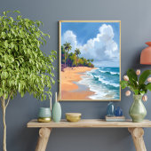 Hawaii Oceaan Oever Aquarel Schilderij Poster