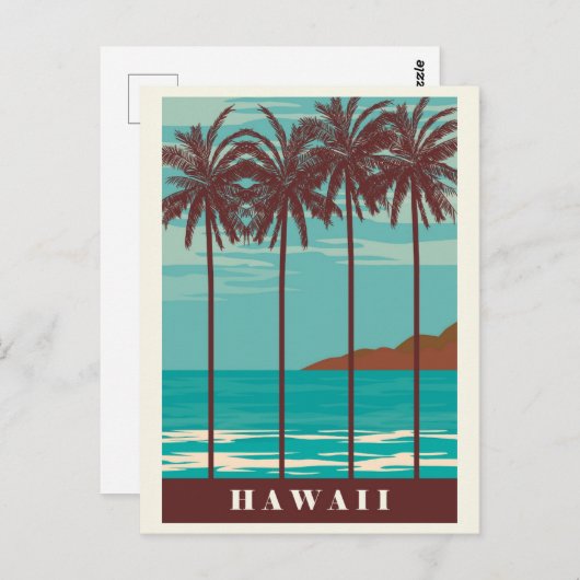 Hawaii Ocean Beach Palm Tree Briefkaart (Voorkant / Achterkant)