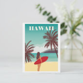  Hawaii Ocean Beach Surfen Vrouw Reizen Briefkaart (Staand voorkant)