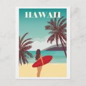  Hawaii Ocean Beach Surfen Vrouw Reizen Briefkaart (Voorkant)