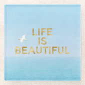 Hawaii Ocean Bird Flying Gold Beauful Quote Glazen Onderzetter (Voorkant)