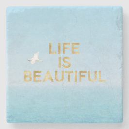 Hawaii Ocean Bird Flying Gold Beauful Quote Stenen Onderzetter