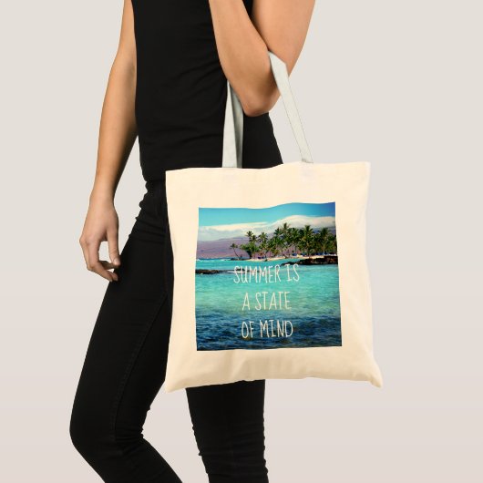 Hawaii Ocean Palm Trees Zomer is een gemoedstoesta Tote Bag (Voorkant (product))