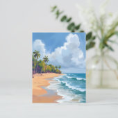 Hawaii Ocean Shore Watercolor Painting Briefkaart (Staand voorkant)