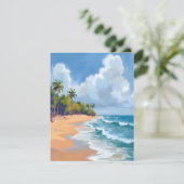 Hawaii Ocean Shore Watercolor Painting Card (Staand voorkant)
