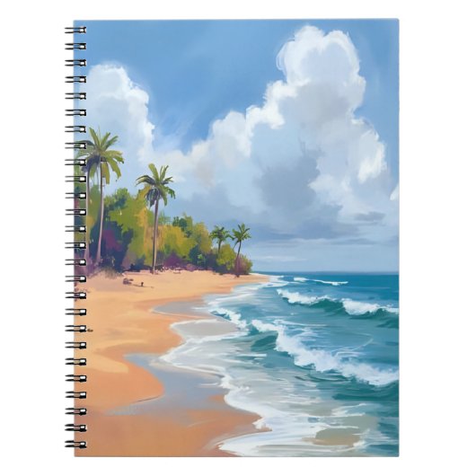 Hawaii Ocean Shore Watercolor Painting Notitieboek (Voorkant)