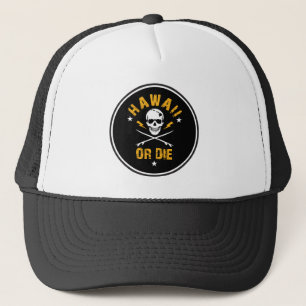 Hawaii of Die Skull Trucker Hat - Round Pet