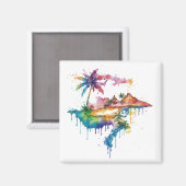 Hawaii ontwerp met kleurrijke splatters magneet (Voorkant / Achterkant)