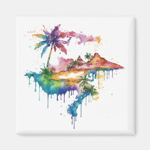 Hawaii ontwerp met kleurrijke splatters magneet