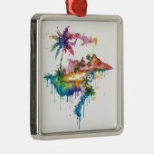 Hawaii ontwerp met kleurrijke splatters metalen ornament (Rechts)