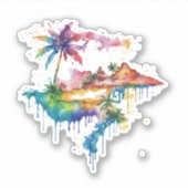 Hawaii ontwerp met kleurrijke splatters sticker (Voorkant)