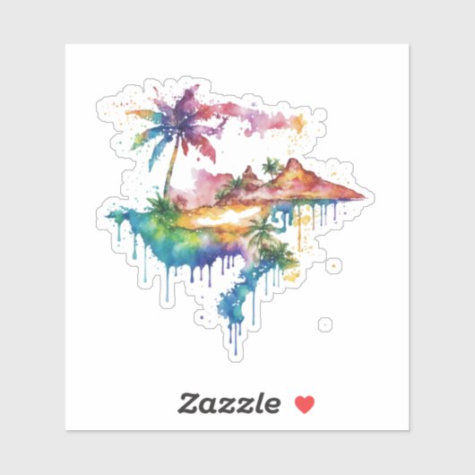 Hawaii ontwerp met kleurrijke splatters sticker (Vel)