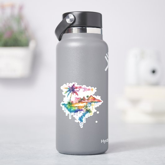 Hawaii ontwerp met kleurrijke splatters sticker (HydroFlask)