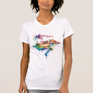 Hawaii ontwerp met kleurrijke splatters t-shirt