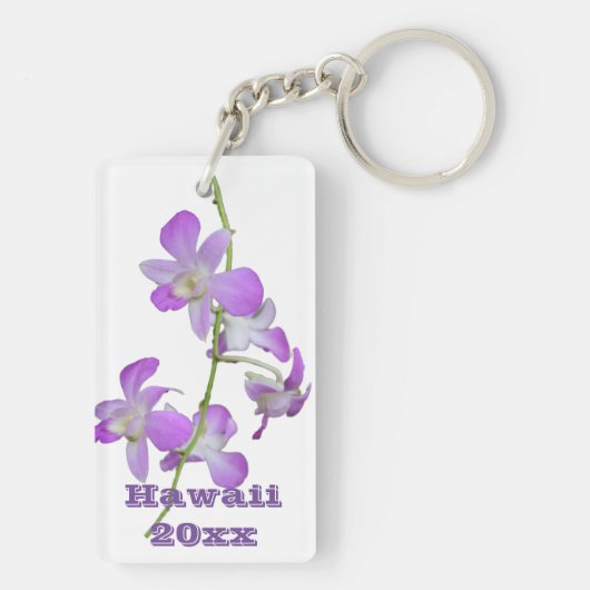 Hawaii Orchids paars en wit Sleutelhanger (achterkant)