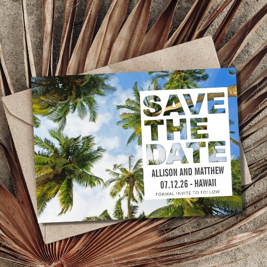 Hawaii Palm Tree Beach Weddenfoto Save The Date