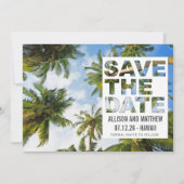 Hawaii Palm Tree Beach Weddenfoto Save The Date (Voorkant)