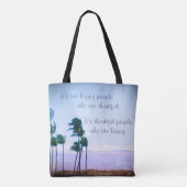 Hawaii Palm Tree Foto Gelukkig Happy People Citate Tote Bag (Achterkant)